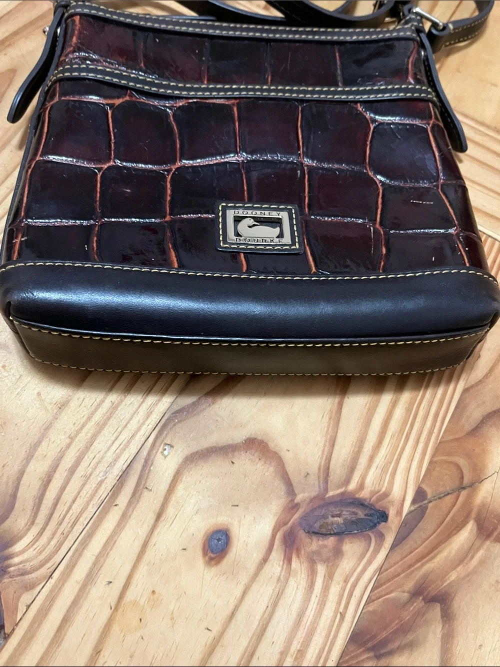Dooney & Bourke Croc-Embossed Crossbody Bag in Brown
